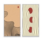 Abstract Canvas Wall Art - Retro Japanese Minimal Geometric Typography II - 2 Pieces
