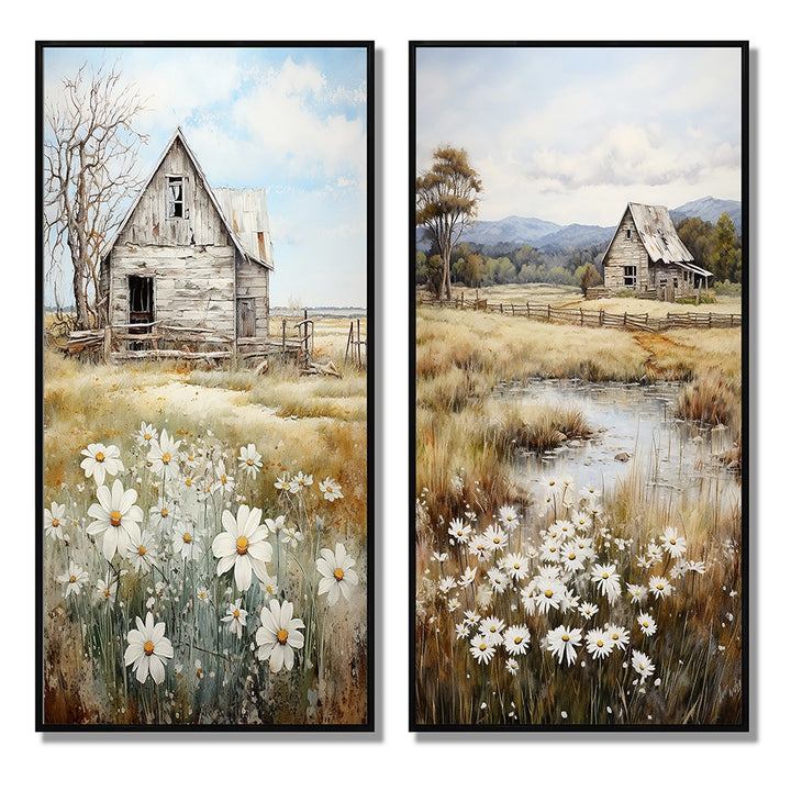 Farm Wall Art Canvas Set - Farmhouse Quiet Retreat II - 2 Pieces