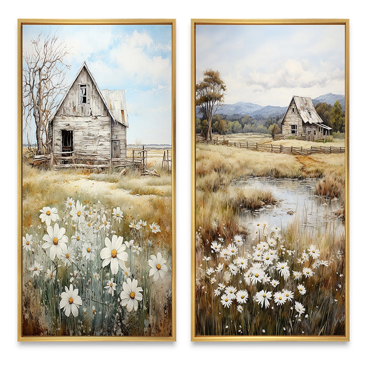 Farm Wall Art Canvas Set - Farmhouse Quiet Retreat II - 2 Pieces