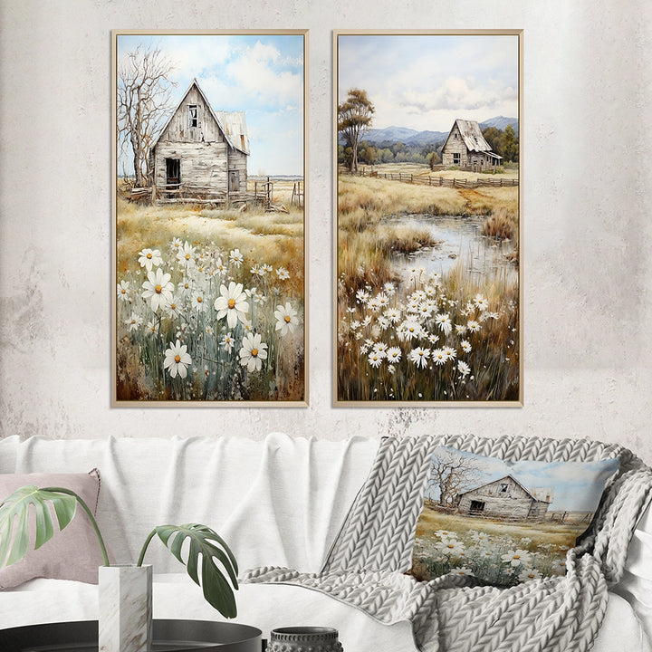 Farm Wall Art Canvas Set - Farmhouse Quiet Retreat II - 2 Pieces