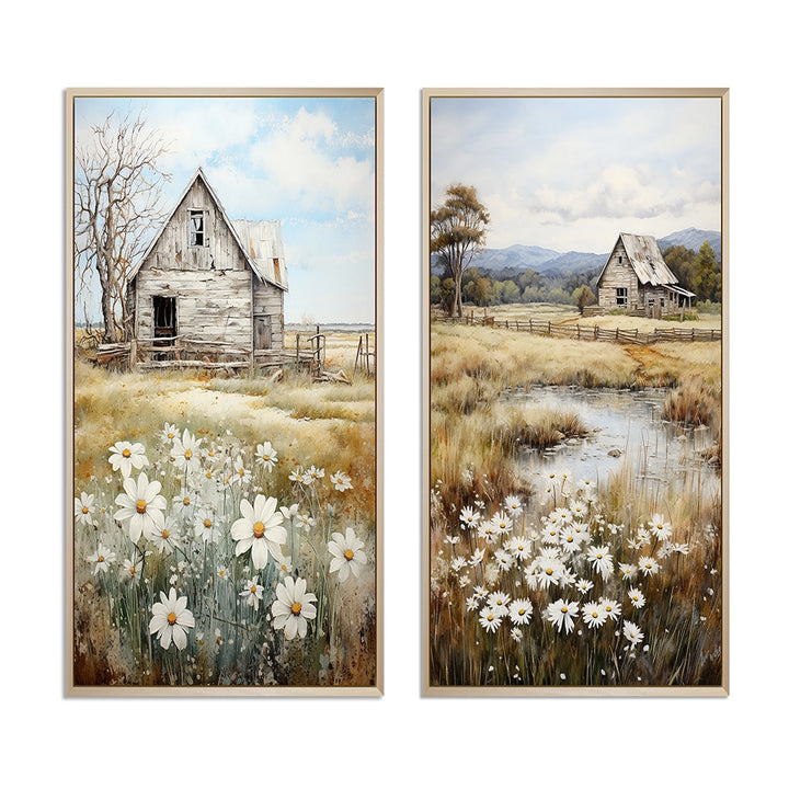 Farm Wall Art Canvas Set - Farmhouse Quiet Retreat II - 2 Pieces