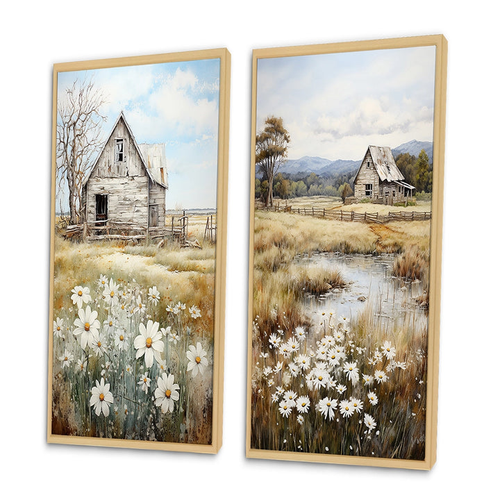 Farm Wall Art Canvas Set - Farmhouse Quiet Retreat II - 2 Pieces