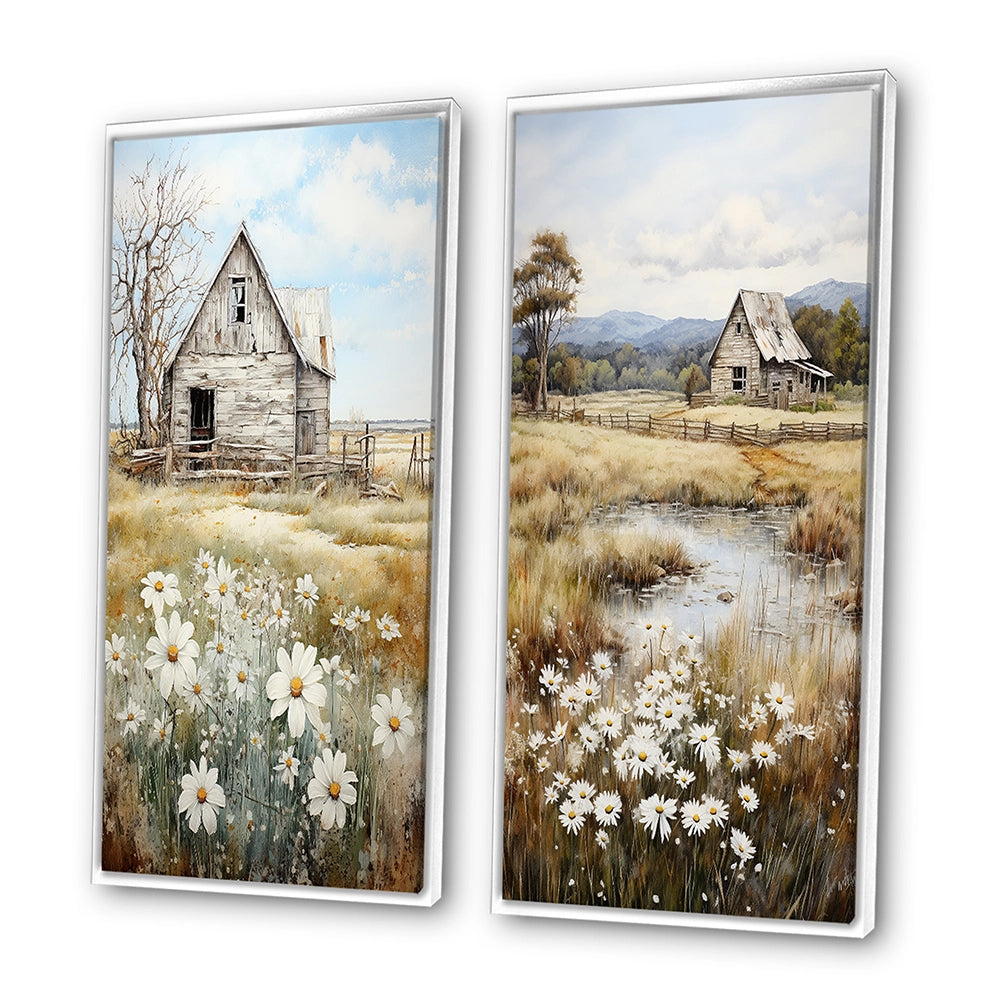 Farm Wall Art Canvas Set - Farmhouse Quiet Retreat II - 2 Pieces