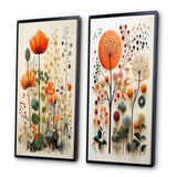 Modern Canvas Wall Art Set of 2 - Colorful Botanical Pointillism