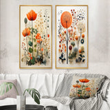 Modern Canvas Wall Art Set of 2 - Colorful Botanical Pointillism