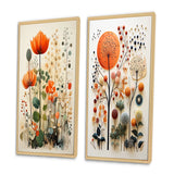 Modern Canvas Wall Art Set of 2 - Colorful Botanical Pointillism