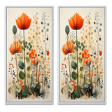 Modern Canvas Wall Art Set of 2 - Colorful Botanical Pointillism