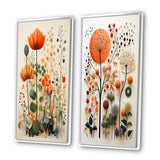 Modern Canvas Wall Art Set of 2 - Colorful Botanical Pointillism