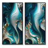 Abstract Marble Wall Art Set - Abstract Geode Turquoise - 2 Pieces