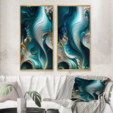 Abstract Marble Wall Art Set - Abstract Geode Turquoise - 2 Pieces