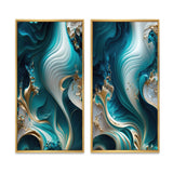 Abstract Marble Wall Art Set - Abstract Geode Turquoise - 2 Pieces