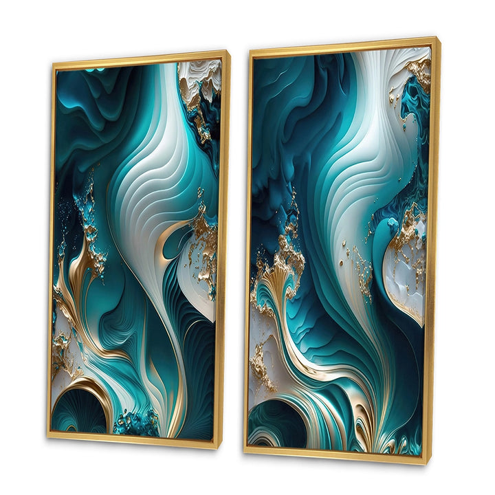 Abstract Marble Wall Art Set - Abstract Geode Turquoise - 2 Pieces