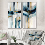Transitional Canvas Wall Art Set - Abstract Transitional Modern Shapes - 2 Pieces