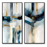 Transitional Canvas Wall Art Set - Abstract Transitional Modern Shapes - 2 Pieces