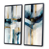 Transitional Canvas Wall Art Set - Abstract Transitional Modern Shapes - 2 Pieces