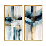 Transitional Canvas Wall Art Set - Abstract Transitional Modern Shapes - 2 Pieces
