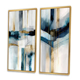 Transitional Canvas Wall Art Set - Abstract Transitional Modern Shapes - 2 Pieces
