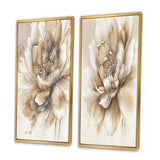 Floral Canvas Wall Art - Single Beige Flower - 2 Pieces