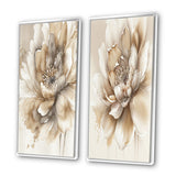 Floral Canvas Wall Art - Single Beige Flower - 2 Pieces