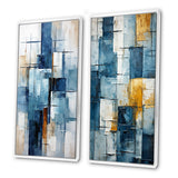 Abstract Shapes Multi Panel Canvas Wall Art - Cerulean Cubism Shapes