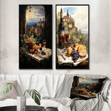 Traditional Wall Art Canvas Set - Italian Wine Savory Journey - 2 Pieces