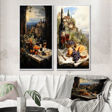 Traditional Wall Art Canvas Set - Italian Wine Savory Journey - 2 Pieces