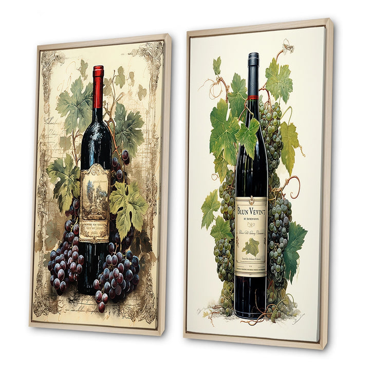 France Wall Art Canvas Set - French Red Wine Bordeaux Bounty - 2 Pieces
