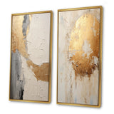 Modern Canvas Wall Art Set of 2 - Gold And Beige Paint Fusion