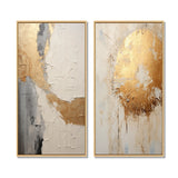 Modern Canvas Wall Art Set of 2 - Gold And Beige Paint Fusion