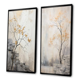 Forest River Canvas Wall Art Set of 2- Minimalism Calm River Forest