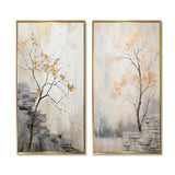 Forest River Canvas Wall Art Set of 2- Minimalism Calm River Forest