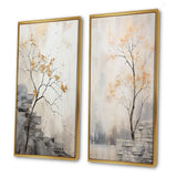 Forest River Canvas Wall Art Set of 2- Minimalism Calm River Forest