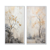 Forest River Canvas Wall Art Set of 2- Minimalism Calm River Forest
