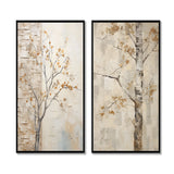 Traditional Wall Art Set - Minimalism Beige Sycamore Tree Solitude - 2 Pieces
