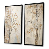 Traditional Wall Art Set - Minimalism Beige Sycamore Tree Solitude - 2 Pieces