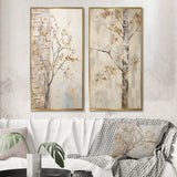 Traditional Wall Art Set - Minimalism Beige Sycamore Tree Solitude - 2 Pieces