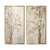 Traditional Wall Art Set - Minimalism Beige Sycamore Tree Solitude - 2 Pieces