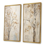 Traditional Wall Art Set - Minimalism Beige Sycamore Tree Solitude - 2 Pieces