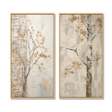 Traditional Wall Art Set - Minimalism Beige Sycamore Tree Solitude - 2 Pieces