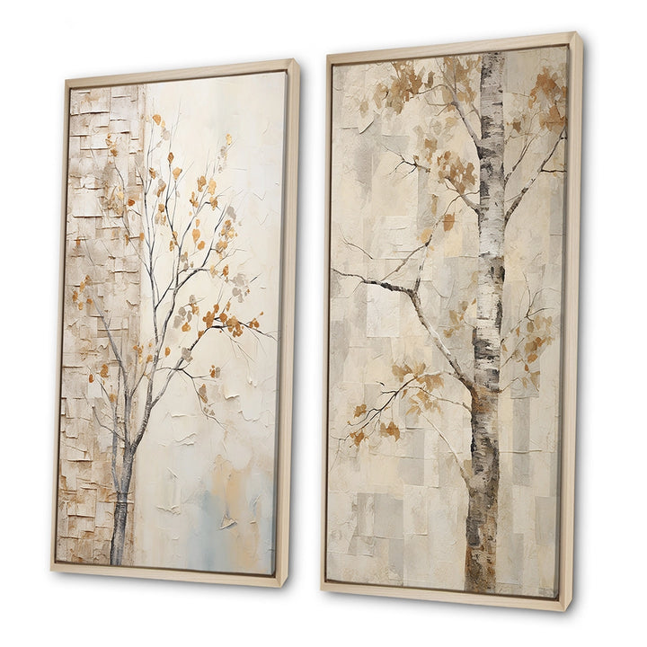 Traditional Wall Art Set - Minimalism Beige Sycamore Tree Solitude - 2 Pieces