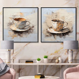 Traditional Canvas Wall Art Set - Simple Coffee Cup - 2 Pieces