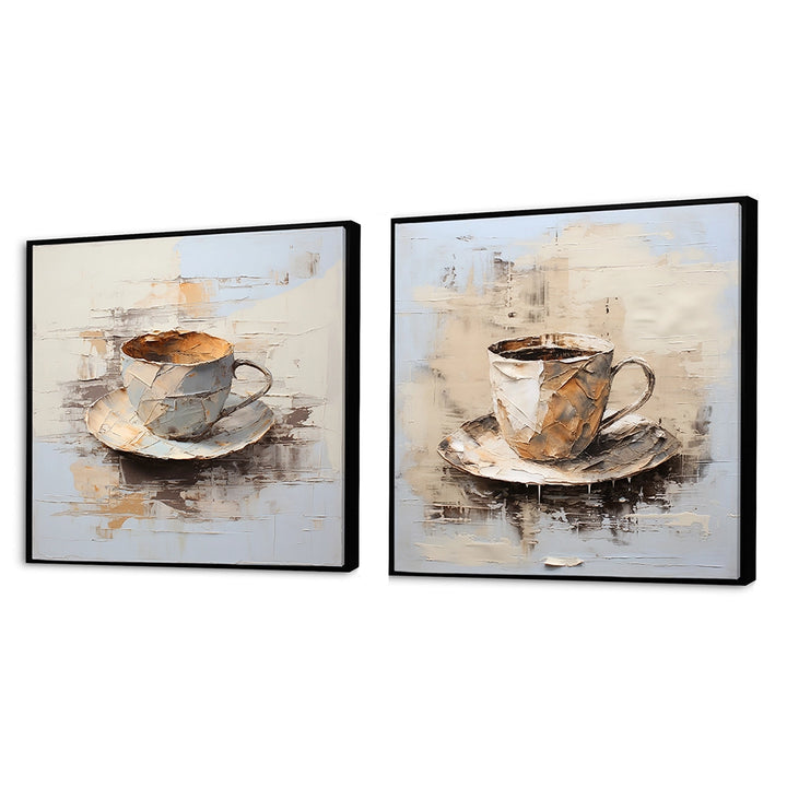 Traditional Canvas Wall Art Set - Simple Coffee Cup - 2 Pieces