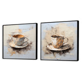 Traditional Canvas Wall Art Set - Simple Coffee Cup - 2 Pieces