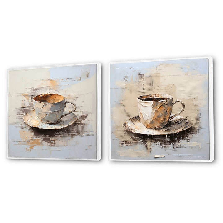 Traditional Canvas Wall Art Set - Simple Coffee Cup - 2 Pieces