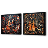 Indian Art Wall Art Set - Indian Art Rajasthani Folklore Tales I - 2 Pieces