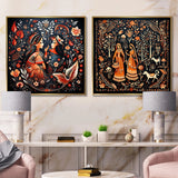Indian Art Wall Art Set - Indian Art Rajasthani Folklore Tales I - 2 Pieces