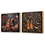 Indian Art Wall Art Set - Indian Art Rajasthani Folklore Tales I - 2 Pieces