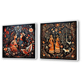 Indian Art Wall Art Set - Indian Art Rajasthani Folklore Tales I - 2 Pieces