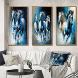 horse Canvas Wall Art Set of 3- Horses Running