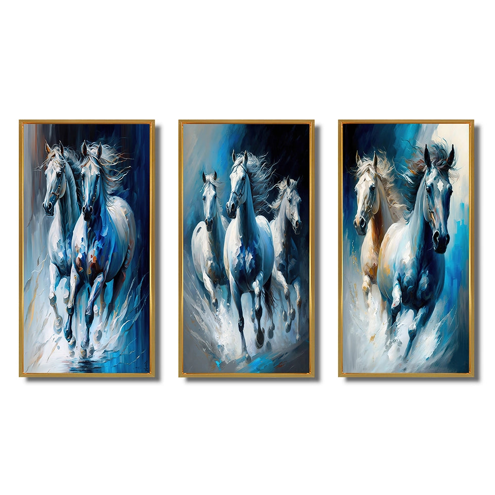 horse Canvas Wall Art Set of 3- Horses Running